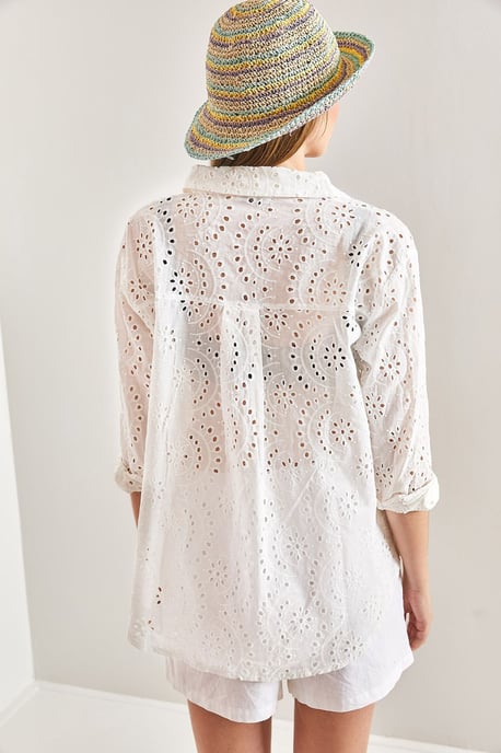 Geborduurd Kant Geweven Shirt - Image 4