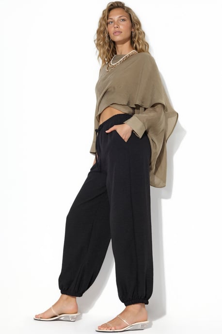 Women's Textured Polyester Jogger Pants - Image 4