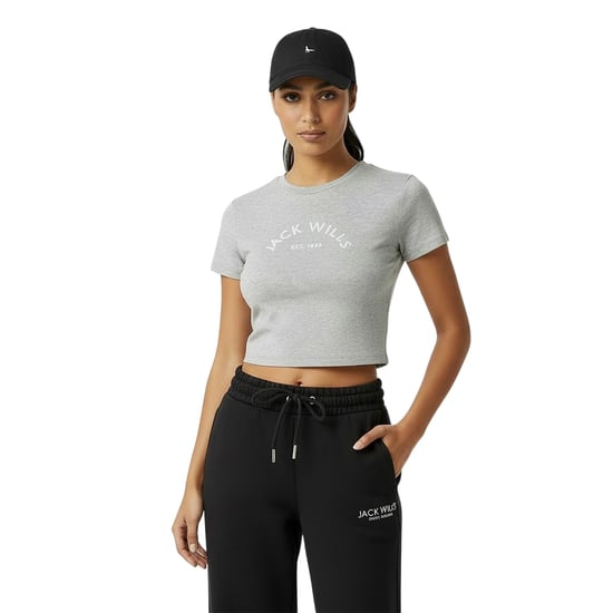 Jack Wills Womens/Ladies 1 Cotton Crop T-Shirt (Grey Marl Marl) - Image 3