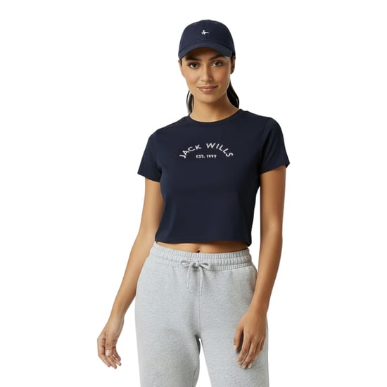 Jack Wills Womens/Ladies 1 Cotton Crop T-Shirt (Navy) - Image 3