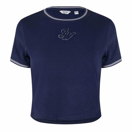Jack Wills Slanke crop-top voor dames (Marine, Wit) - Image 2