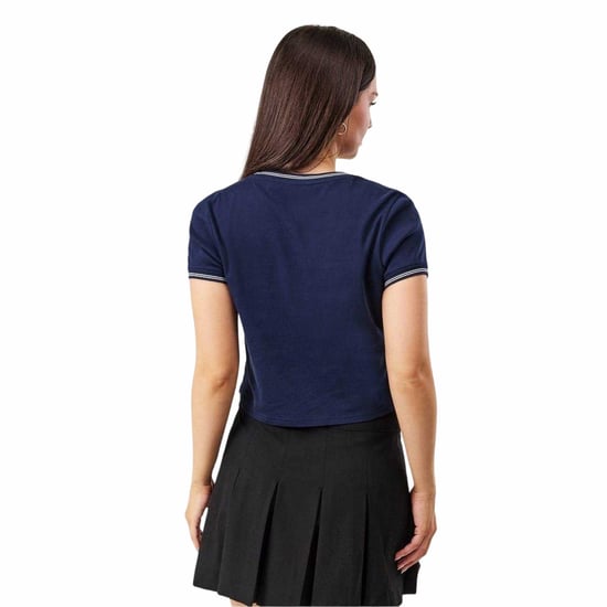 Jack Wills Slanke crop-top voor dames (Marine, Wit) - Image 3