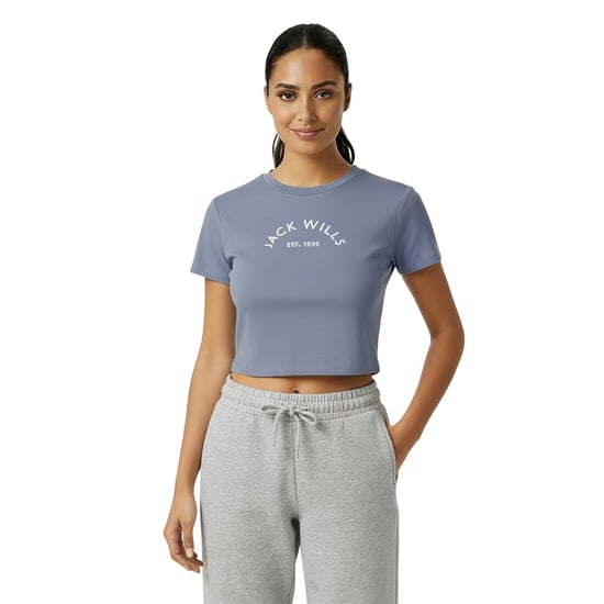 Jack Wills Womens/Ladies 1 Cotton Crop T-Shirt (Periwinkle) - Image 3
