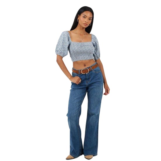 Brave Soul Dames/Dames Ditsy Bloemen Top met Pofmouwen (Blauw) - Image 1