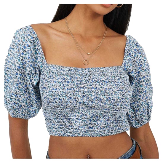 Brave Soul Dames/Dames Ditsy Bloemen Top met Pofmouwen (Blauw) - Image 2