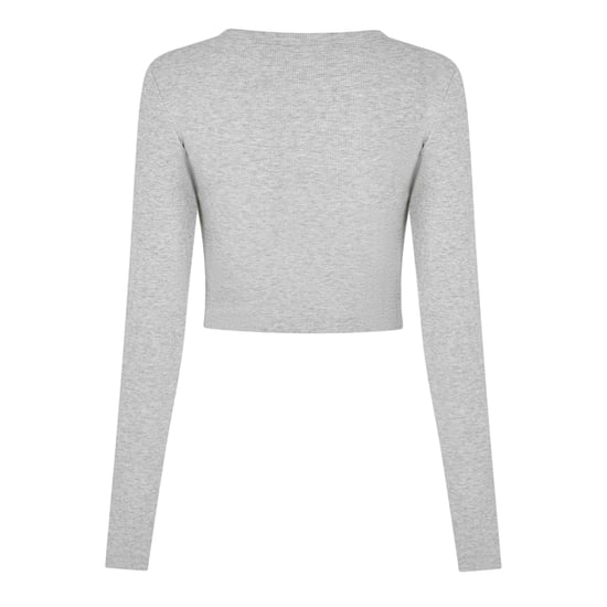 JJXX Feline Slim T-shirt met lange mouwen en cropped pasvorm voor dames (Grijze Melange) - Image 2
