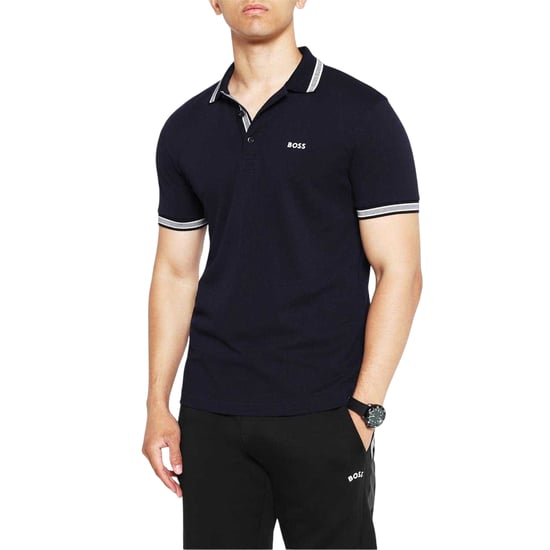 Boss Herenpoloshirt ‘Paddy’ met contrasterende boorden (Marine) - Image 3