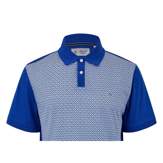 Original Penguin Geometrisk kortärmad polotröja för män i standardmodell (Blå azurblått) - Image 4