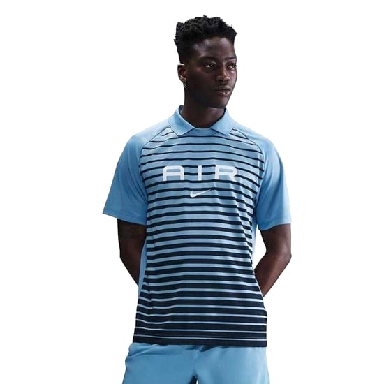 Nike Mens Air Swoosh Stripes Polo Shirt (Blue) - Image 3
