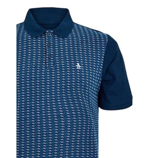 Original Penguin Herr Broderad Regular Polo Tröja (Yale Blå) - Image 3