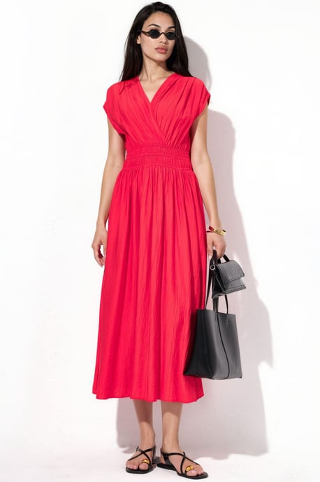 Textured V-Neck Midi Dress - Image 5