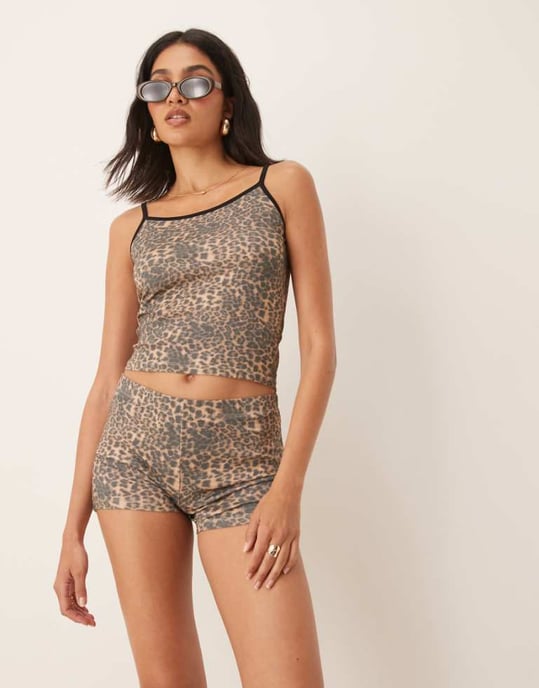 ASOS DESIGN leopard print cami top co-ord - Image 1