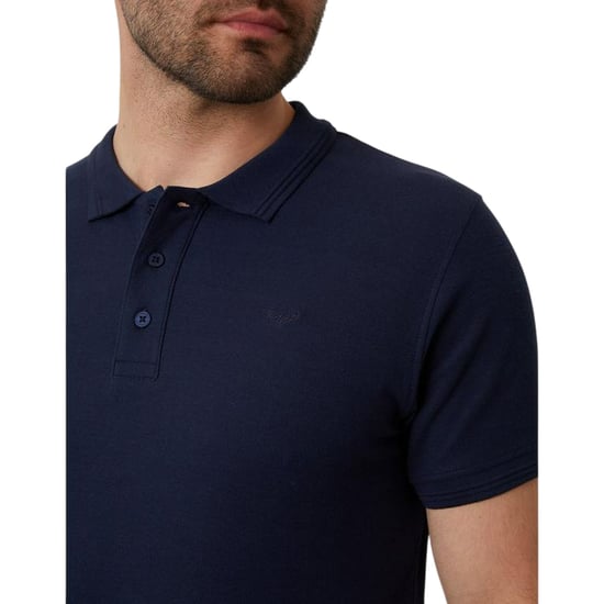 Threadbare Mens Malbork Short-Sleeved Polo Shirt (Navy) - Image 3
