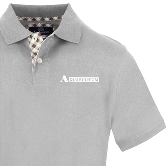 Aquascutum Mens Short-Sleeved Polo Shirt (Grey) - Image 3