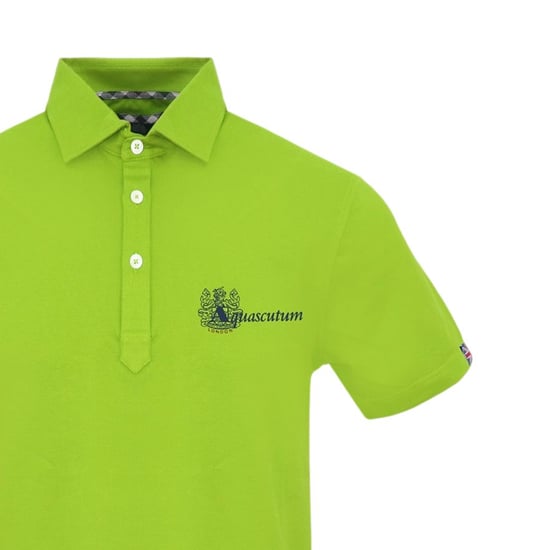 Aquascutum Mens Collared Short-Sleeved Polo Shirt (Lime) - Image 3