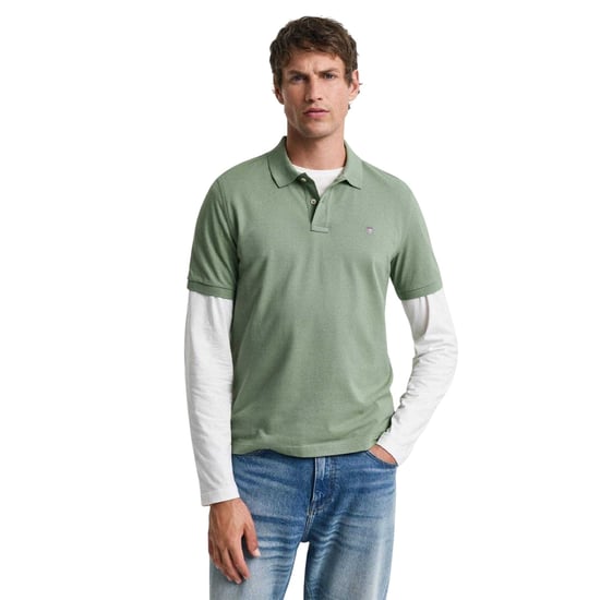 Gant Mens Plain Regular Polo Shirt (Green) - Image 1