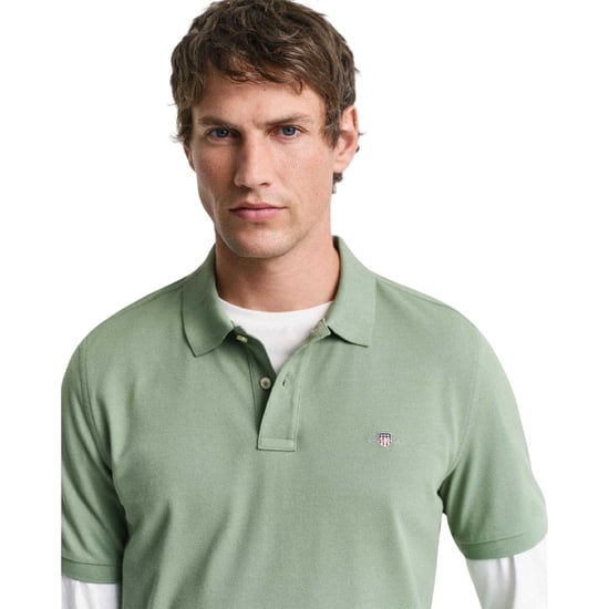 Gant Mens Plain Regular Polo Shirt (Green) - Image 3