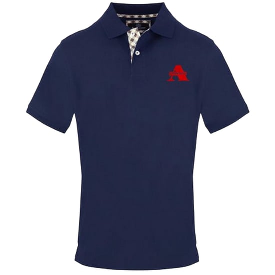 Aquascutum Mens Woven Embroidered Polo Shirt (Navy) - Image 1