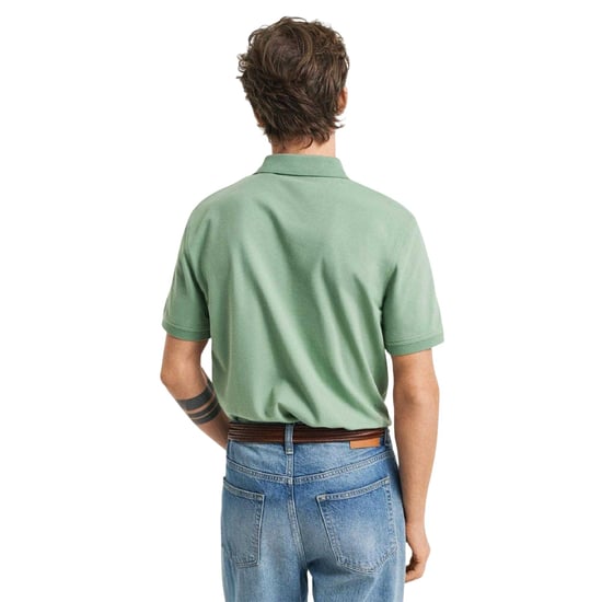 Gant Mens Pique Short-Sleeved Polo Shirt (Green) - Image 2