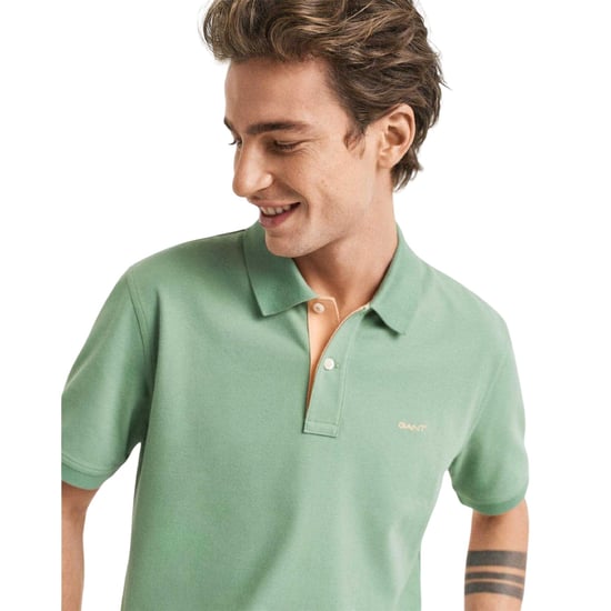 Gant Mens Pique Short-Sleeved Polo Shirt (Green) - Image 3