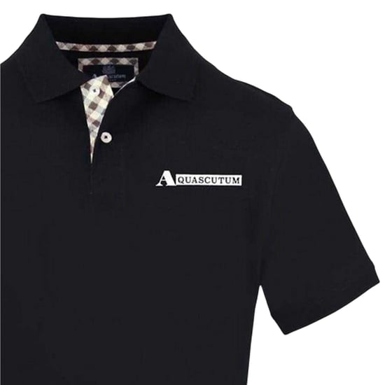 Aquascutum Mens Short-Sleeved Polo Shirt (Black) - Image 3