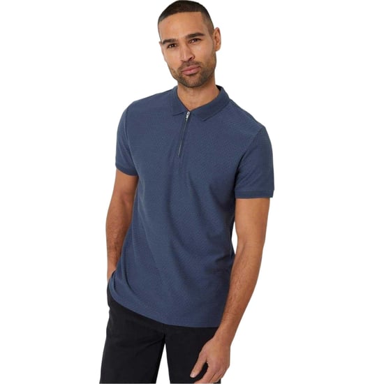 Threadbare Mens Westbank Short-Sleeved Polo Shirt (Denim Blue) - Image 2