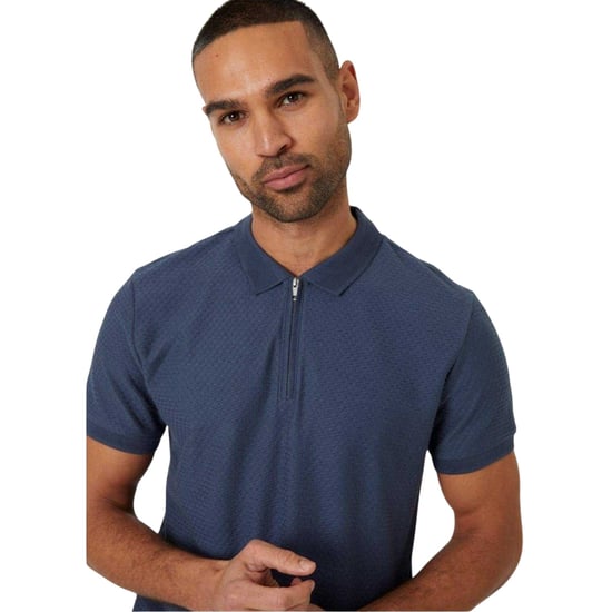 Threadbare Mens Westbank Short-Sleeved Polo Shirt (Denim Blue) - Image 4