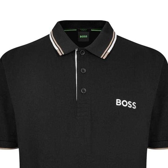 Boss Mens Paddy Pro Cotton Pique Polo Shirt (Black) - Image 3