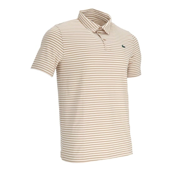 Lacoste Heren Gestreepte Ultra Dry Logo Korte Mouwen Polo Shirt (Oranje/Wit) - Image 3