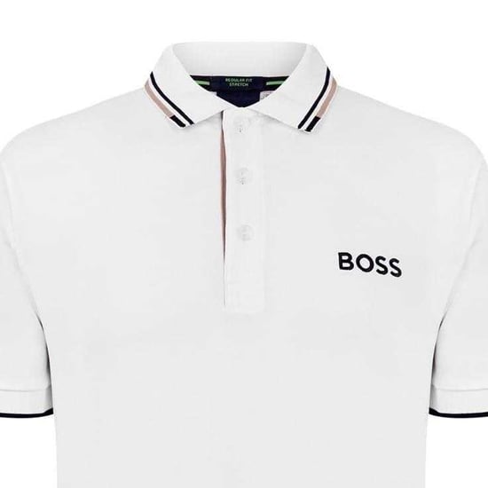 Boss Mens Paddy Pro Cotton Pique Polo Shirt (Natural White) - Image 3