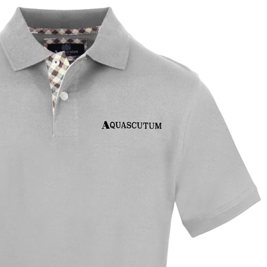Aquascutum Mens Embroidered Logo Polo Shirt (Grey) - Image 3