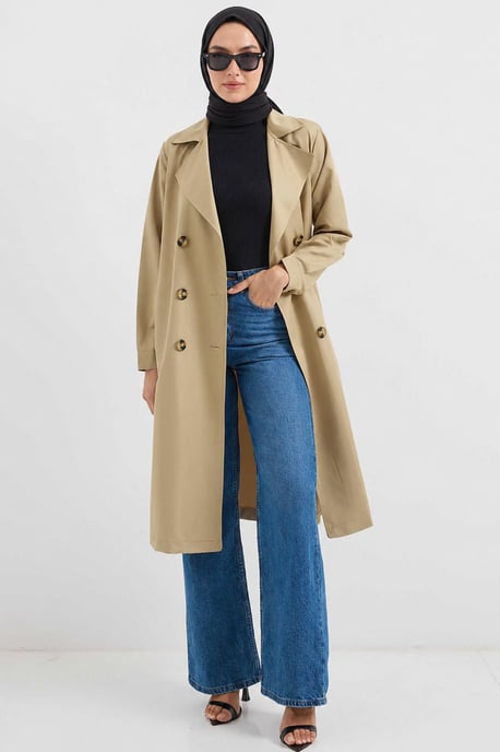 Dubbelbreasted Lange Trenchcoat - Image 2