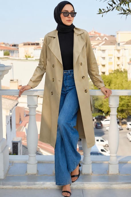 Dubbelbreasted Lange Trenchcoat - Image 3