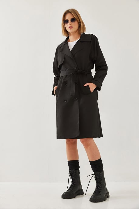 Gestrikte Midi Trenchcoat - Image 2