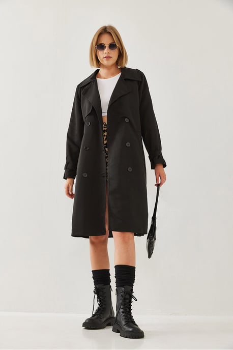 Gestrikte Midi Trenchcoat - Image 5