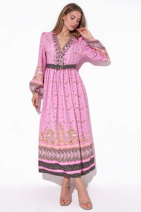 Florale Maxi Jurk met Ceintuur - Image 1
