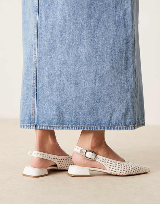 ASOS DESIGN Leonora slingback ballet in white weave - Image 4