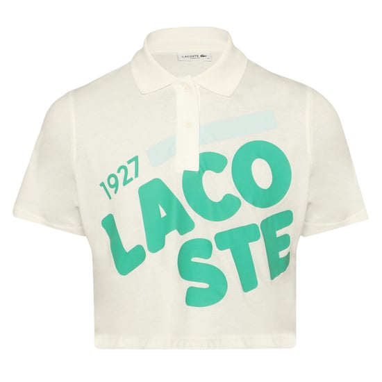Lacoste Womens/Ladies Lettering Cropped Polo Shirt (White) - Image 1