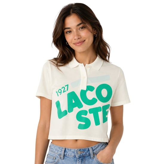 Lacoste Womens/Ladies Lettering Cropped Polo Shirt (White) - Image 3