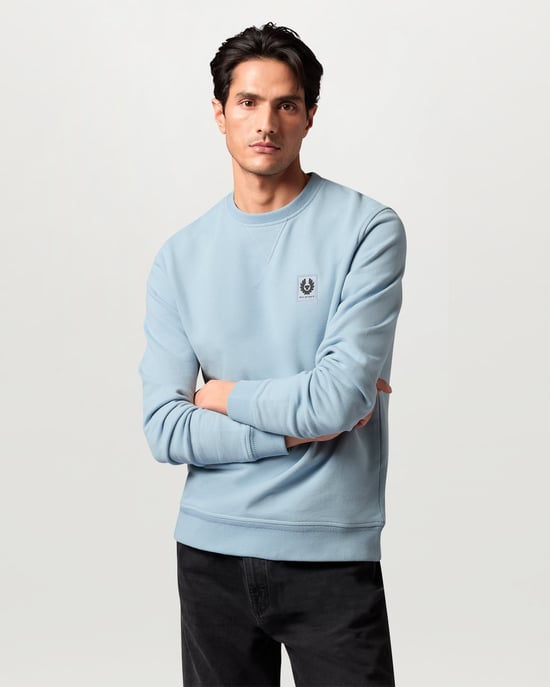Long Sleeve Logo Detail Sweatshirt in Pale Blue - Image 1