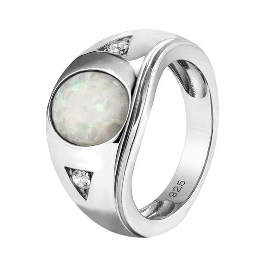 18ct Gold Plated Chunky Opal and CZ Ring - Image 2