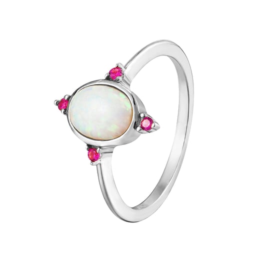 Sterling Silver Opal and Ruby Oval Ring - Image 3