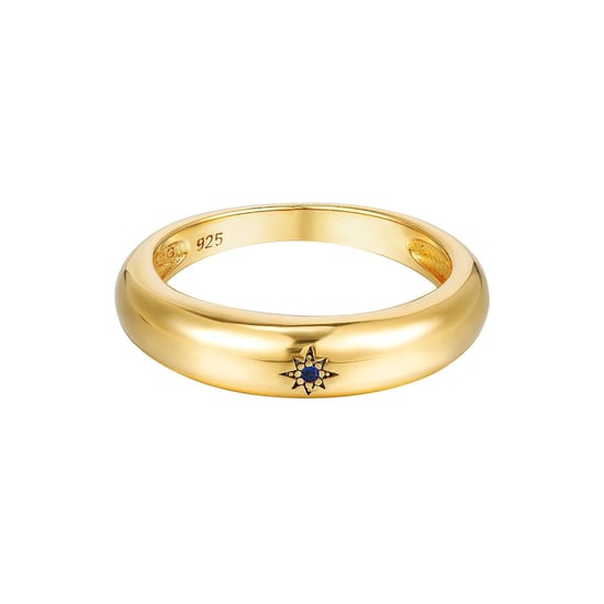 18ct Gold Plated Sapphire Star Domed Ring - Image 1