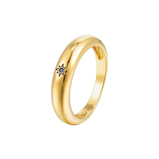 18ct Gold Plated Sapphire Star Domed Ring - Image 3