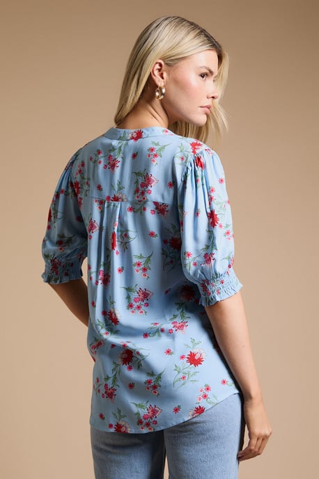 Floral Printed Puff Sleeve Overhead Shirt - Image 3