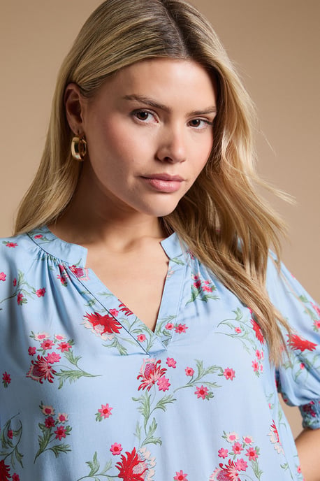 Floral Printed Puff Sleeve Overhead Shirt - Image 4