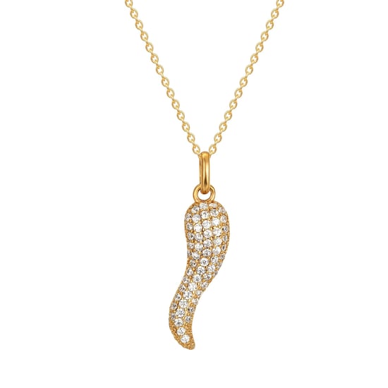 18ct Gold Plated Pave Cornicello Pendant - Image 1