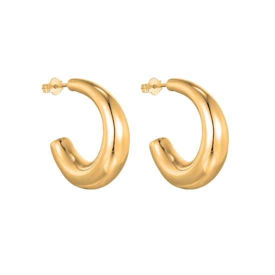 18ct Gold Plated Puffy Half Hoop Studs - Image 3