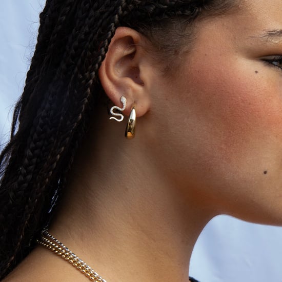 18ct Gold Plated Puffy Half Hoop Studs - Image 4