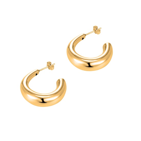 18ct Gold Plated Puffy Half Hoop Studs - Image 5